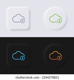 Cloud icon with Arrow symbol, Multicolor neumorphism button soft UI Design for Web design, Application UI and more, Icon set, Button, Vector.
