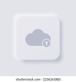 Icono de nube con símbolo de flecha, diseño de interfaz de usuario suave de Neumorfismo blanco para diseño web, IU de aplicación y más, Button, Vector.