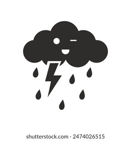 cloud icon, bad weather concept, rain icon, flat vector illustration on white background
