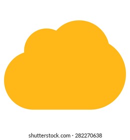 Cloud icon from Basic Plain Icon Set. Style: flat vector image, yellow color, rounded angles, white background.