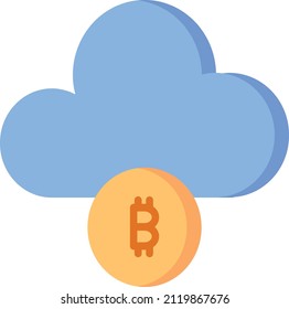 Icono de nube. Signo y símbolo de bitcoin y criptodivisa.