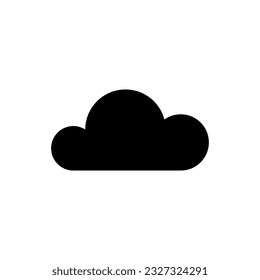 cloud icon in black color isolated on white background, weather phenomena or data storage