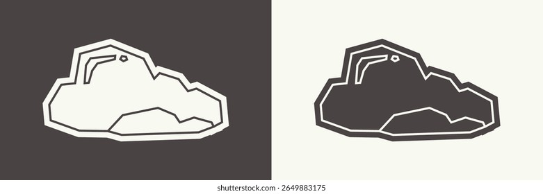 Cloud-Symbol in schwarz gefüllt und weiß gefüllt Ausschnitt Stil