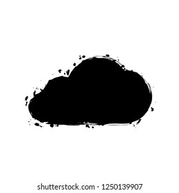 cloud icon. Black ink with splashes on white background