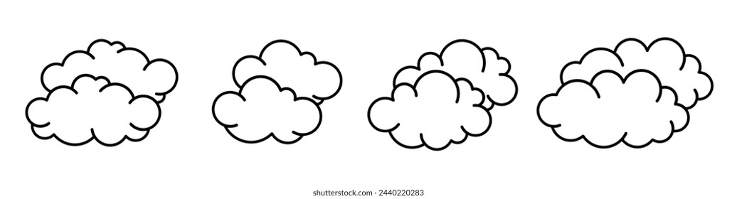 Cloud icon black line design. Stock vector illustration