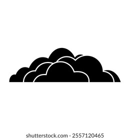 The cloud icon. The black silhouette of a cloud. Meteorology. Weather forecast. Cloud cover. Vector illustration isolated on a white background for design and web.