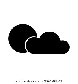 Cloud icon. Black sun sign. Weather forecast concept. Cartoon art. Digital space symbol. Vector illustration. Stock image. EPS 10.
