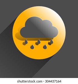 Cloud icon, black vector illustration with shadow on gray background.
