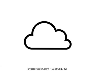 cloud icon, black and white contour isolated vector internet or weather sign.