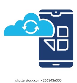 Icono de la nube en diseño plano monocromo azul, Ilustración vectorial
