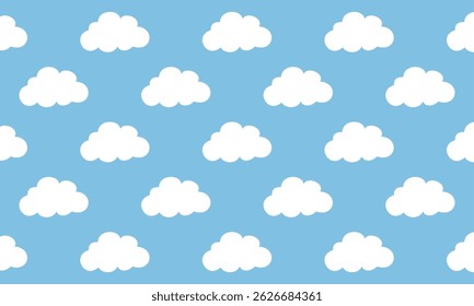 Cloud icon. Blue sky and white clouds. Sky and clouds background. this seamless pattern is suitable for gift wrap designs, backgrounds, textiles, fabrics and others