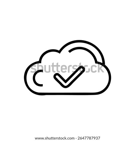Cloud icon with checkmark symbol on background representing cloud computing tick