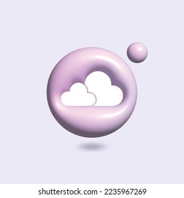 Icono de nube con color pastel brillante en círculo en 3d estilo vector realista