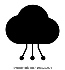 Cloud Icon with Circuit Pattern.  96x96 for Web Graphics and Apps.  Simple Minimal Pictogram. Vector