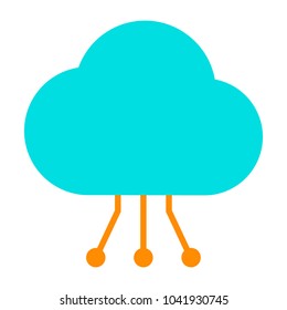 Cloud Icon with Circuit Pattern.  96x96 for Web Graphics and Apps.  Simple Minimal Pictogram. Vector