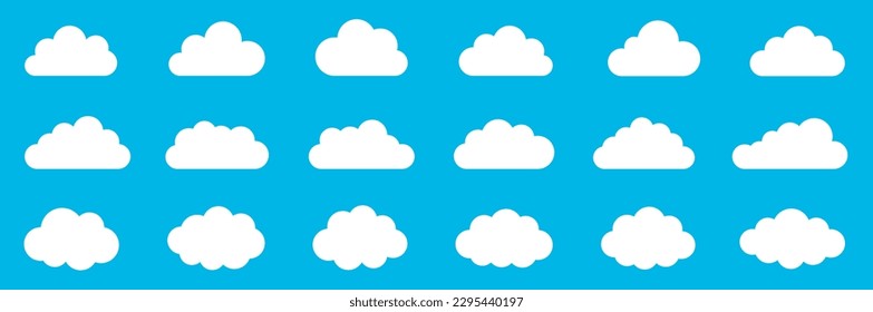 Cloud icon collection. Clouds icons set. Blue sky with white clouds.