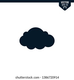Cloud icon collection in glyph style, solid color vector