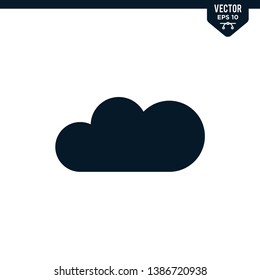 Cloud icon collection in glyph style, solid color vector