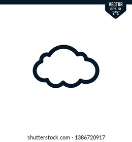 Cloud icon collection in outlined or line art style, editable stroke vector