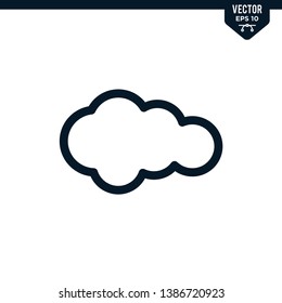 Cloud icon collection in outlined or line art style, editable stroke vector
