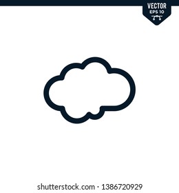 Cloud icon collection in outlined or line art style, editable stroke vector