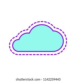 cloud icon. Colored sketch with dotted border on white background