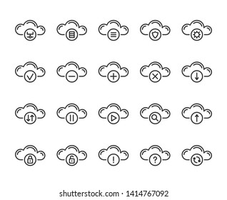 Cloud icon. Cloud computing technology line icons set. Vector illustration.