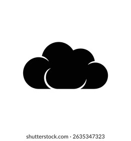 Cloud icon crafted from smooth black shapes, set against a transparent backdrop. Minimalist in style, perfect for weather forecasts.
