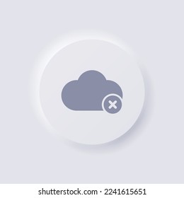 Cloud icon with Cross symbol, White Neumorphism soft UI Design for Web design, Application UI and more, Button, Vector.