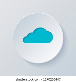 cloud icon. Cut circle with gray and blue layers. Paper style