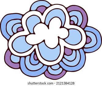 Cloud icon in cute cartoon style. Curvy shape