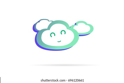 Cloud icon. cute cloud kawaii face vector illustration design