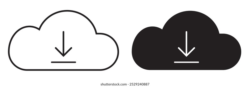 Icono de la nube, almacenamiento de datos y concepto de tecnología Icono transparente de la Descarga de la nube