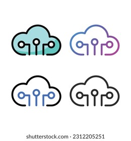 Diseño de iconos de nube en cuatro colores de variación
