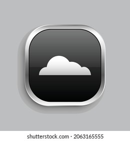 cloud icon design. Glossy Button style rounded rectangle isolated on gray background.. Vector illustration