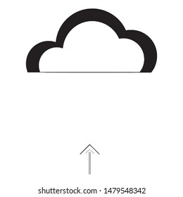 Cloud icon. Different designs for a cellphones logo. Icons representing a wireless concection app. Logos of a cloud with a white little arrow pointing upwards in the middle. Vector design.