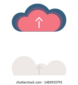 Cloud icon. Different designs for a cellphones logo. Icons representing a wireless concection app. Logos of a cloud with a white little arrow pointing upwards in the middle. Vector design.