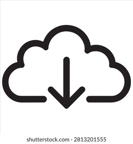 Cloud icon with downloading arrow symbol
