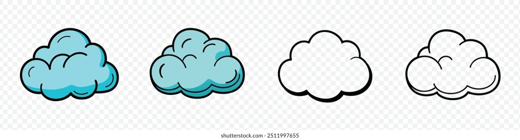 Cloud icon, Editable vector cloud icon.Set clouds icon line style, collection cloud signs, Clouds vector icon. Storage solution, Set of cartoon cloud in a flat design.