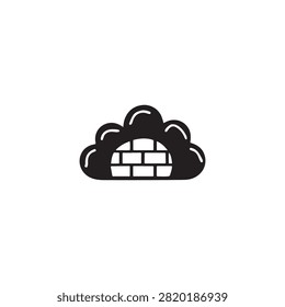 Cloud Icon Featuring Brick Wall Design Isolated Vector Illustration