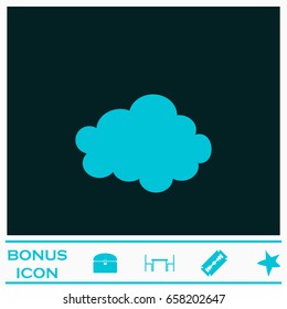 Cloud icon flat. Blue pictogram on dark background. Vector illustration symbol and bonus icons