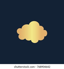 Cloud icon flat. Simple gold pictogram on dark background. Vector illustration symbol