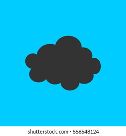 Cloud icon flat. Simple vector black pictogram on blue background