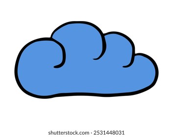 cloud icon in flat style with outline. Vector illustration for weather forecast, cloud storage, element for children's story. Hand drawn clipart isolated on white