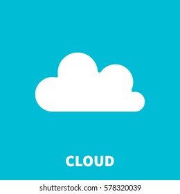 Cloud icon flat vector logo sign/symbol. For your web site design, logo, app, UI/UX. Vector illustration isolated on blue background.