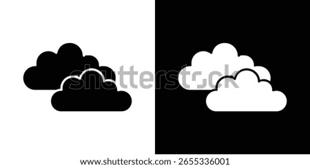 Cloud icon in flat version on black and white background