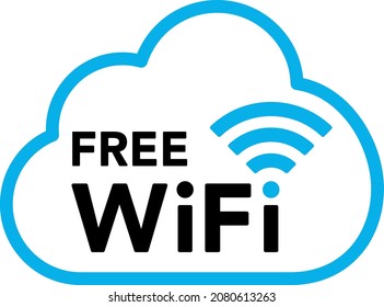 Icono de nube de WiFi libre y onda de radio