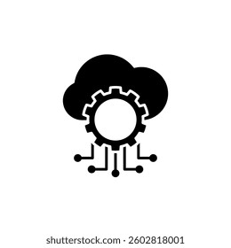 cloud icon with gear, simple flat style, illustration, logo sign symbol pictogram template, for ui or ux isolated on white for mobile app, editable