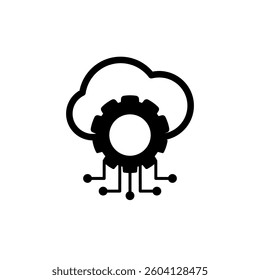 cloud icon with gear, simple flat style, illustration, logo sign symbol pictogram template, for ui or ux isolated on white for mobile app, editable