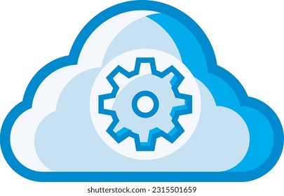 El icono de nube con el símbolo de engranaje representa la eficiencia, la gestión y los sistemas. Este diseño puede utilizarse como ilustración decorativa con un tema de computación en nube.